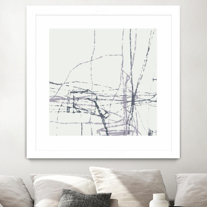 Œuvre d’art murale encadrée blanche et mate « Chalk Doodles H » 36 x 36