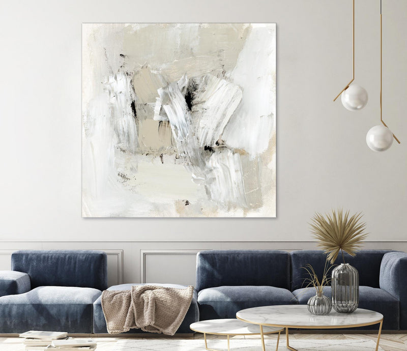 Œuvre d’art murale Giant Art « Neutral Brushstrokes I » 54 x 54