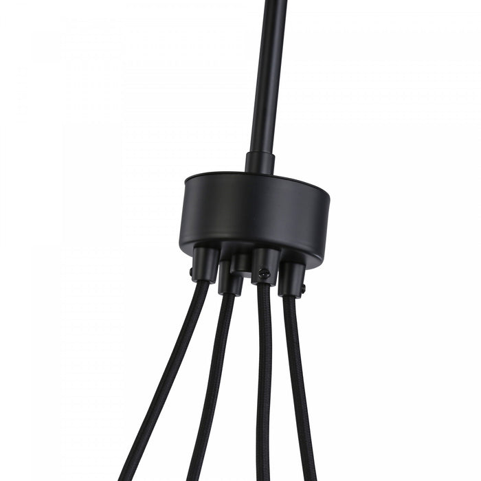 Lustre Cheshire noir et laiton à 5 ampoules