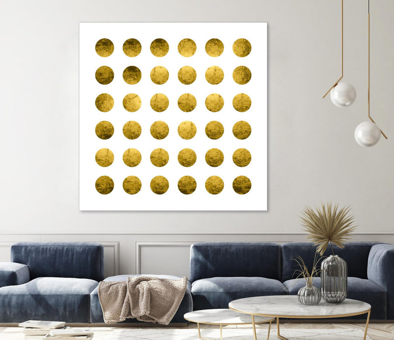 Œuvre d’art murale Giant Art « Golden Spots White » 72 x 72