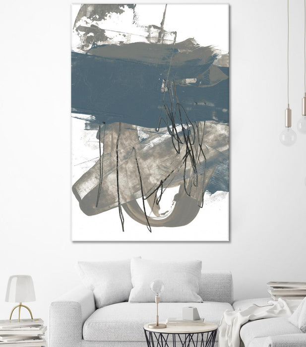 Œuvre d’art murale Giant Art « Blue & Grey Swipe I » 72 x 48