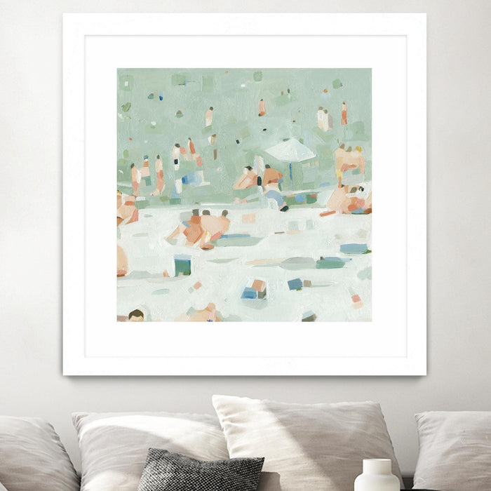 Œuvre d’art murale encadrée blanche et mate « Summer Confetti I » 30 x 30