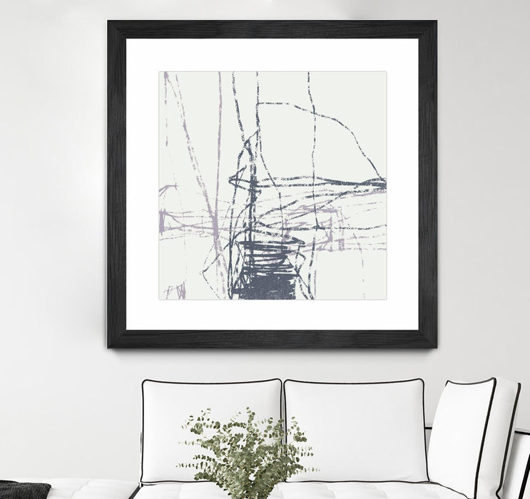 Œuvre d’art murale encadrée noire et mate « Chalk Doodles G » 30 x 30