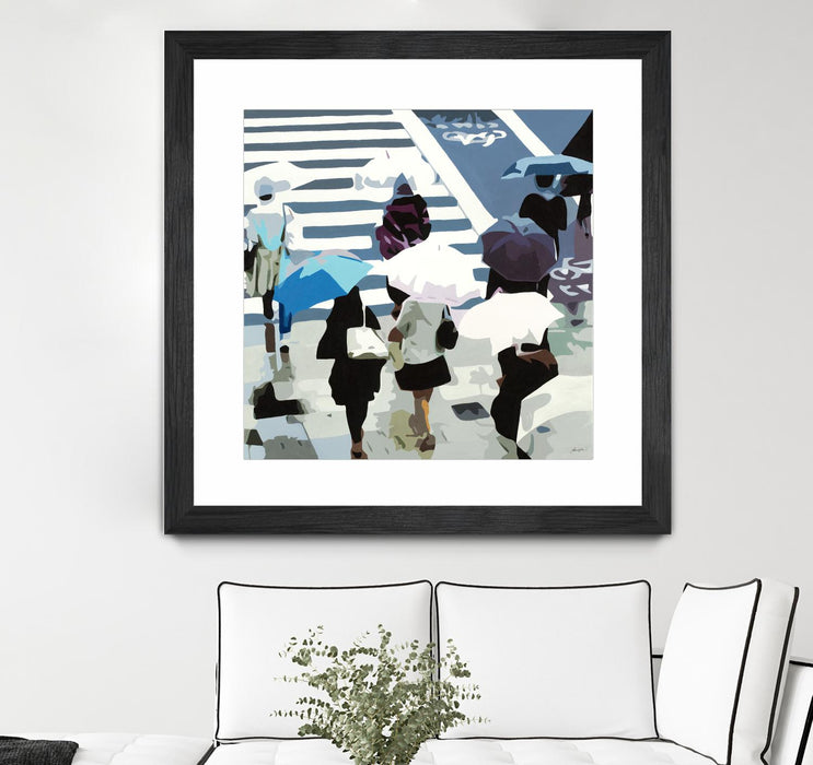 Œuvre d’art murale encadrée noire et mate « April Showers » 30 x 30