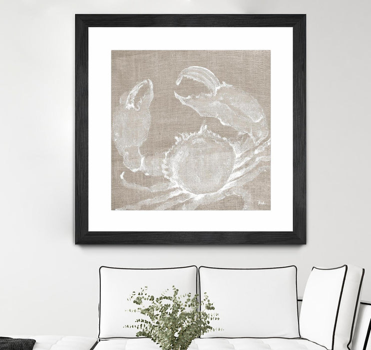 Œuvre d’art murale encadrée noire et mate « Neutral Surf Side I » 30 x 30
