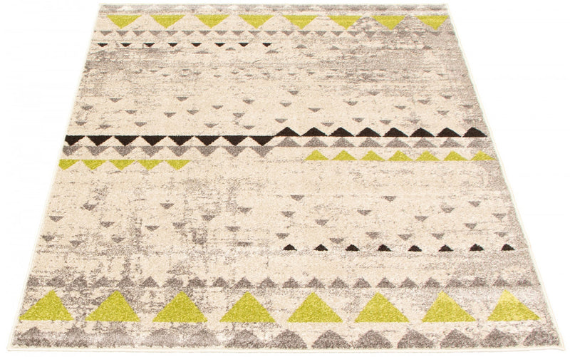 Carpette Raja ivoire-verte - 5 pi 3 pox 7 pi 3 po