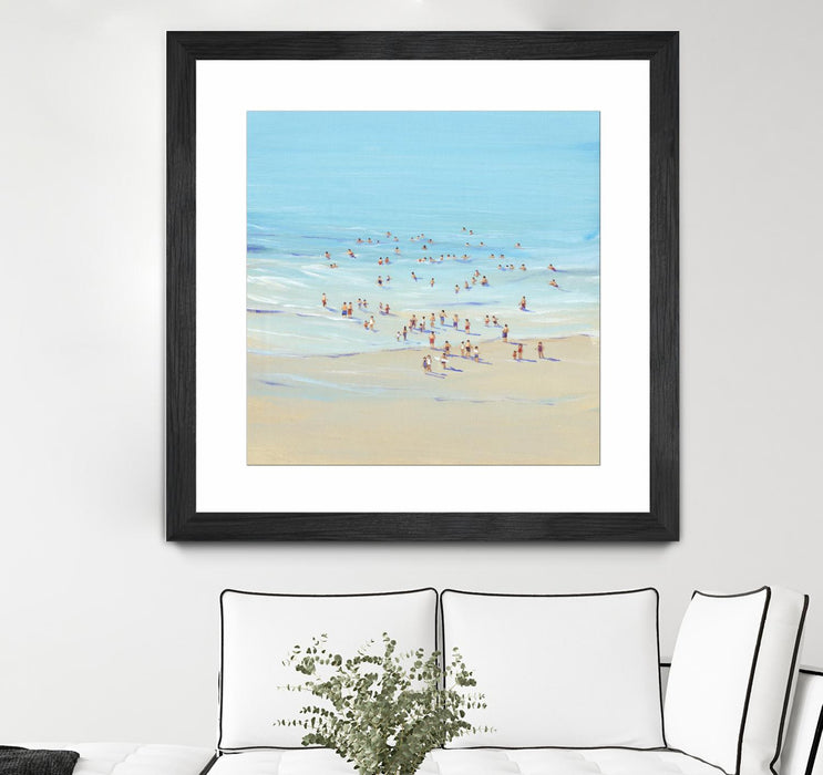 Œuvre d’art murale encadrée noire et mate « Beach Day I » 30 x 30