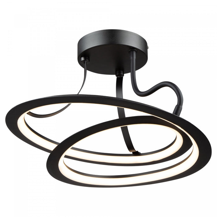 Plafonnier semi-affleuré Ara noir à DEL de 24 W