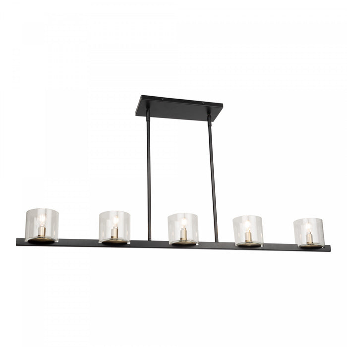Luminaire pour îlot Salinas noir et laiton à 5 ampoules
