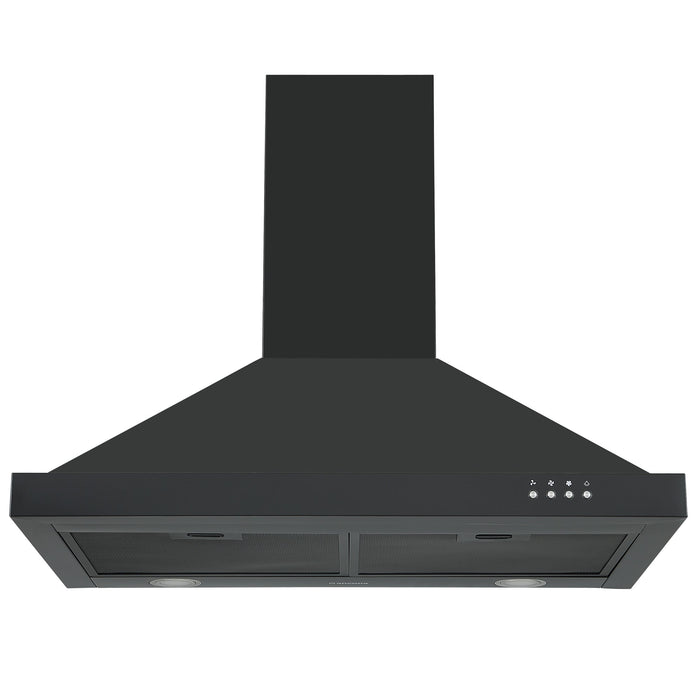 Hotte de cuisinière murale convertible Ancona de 30 po de style pyramidal en acier inoxydable noir - AN-17-16BSS