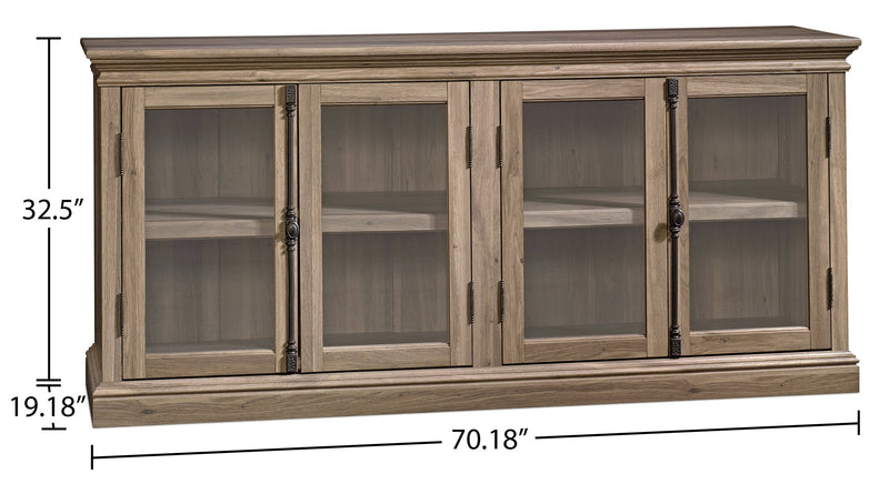 Meuble pour téléviseur rustique Barrister Lane de 70 po avec rangement et système de gestion des câbles pour téléviseurs jusqu’à 80 po - chêne