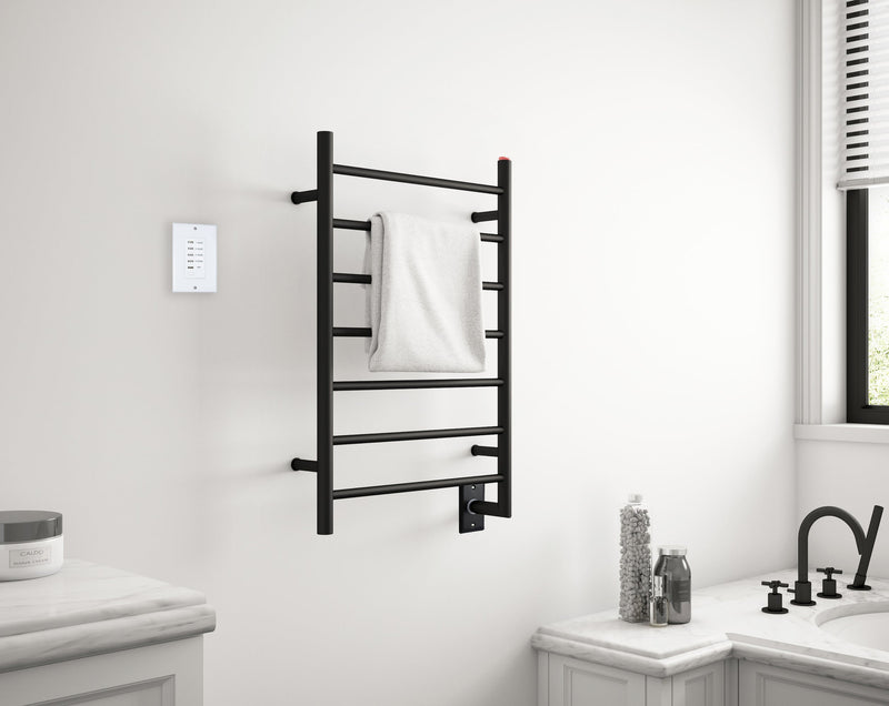 Porte-serviettes chauffant Comfort d'Acona 7 barres, câblé ou branché, noir mat - AN-5334-TWCD01