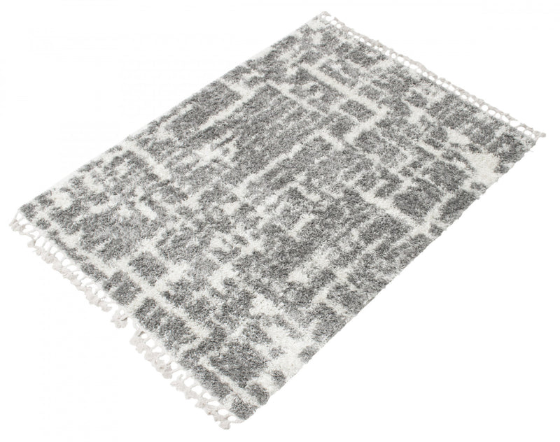 Carpette à poil long Helma Urban gris foncécrème 3 pi 11 po x 5 pi 11 po