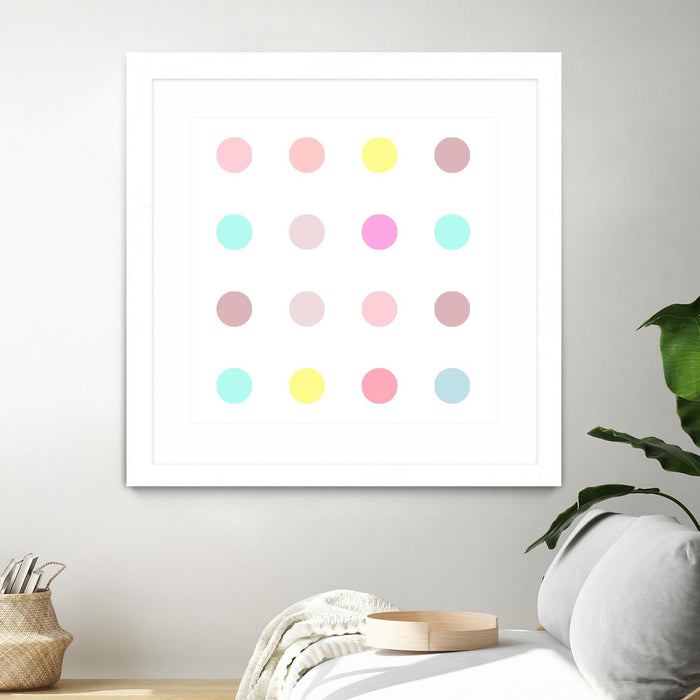 Œuvre d’art murale encadrée blanche et mate « Pink Iv » 30 x 30