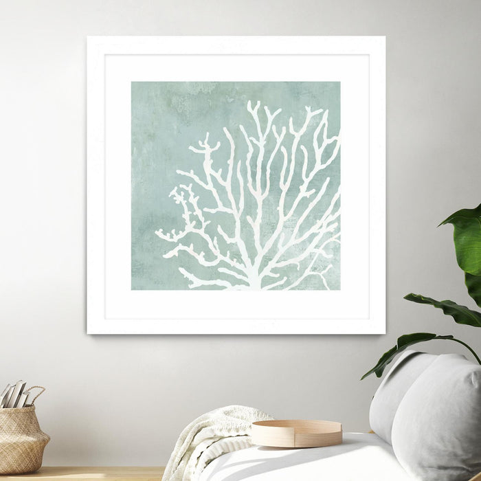 Œuvre d’art murale encadrée blanche et mate « Sea Crown Ii » 30 x 30