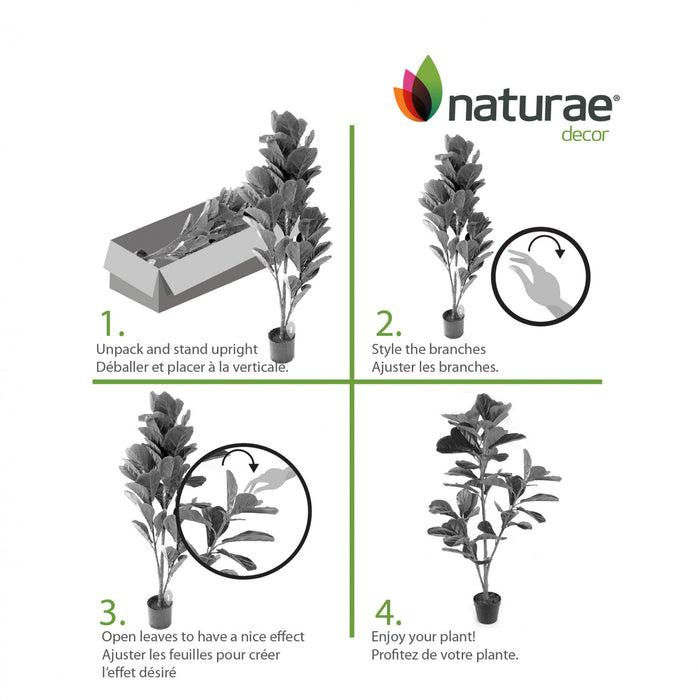 Ficus lyrata artificiel de 35 po pour l’intérieur et l’extérieur en pot noir