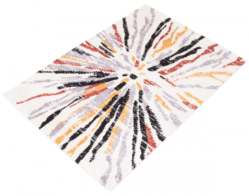 Carpette Paloma Sunburst noireblanche - 3 pi 11 po x 5 pi 11 po