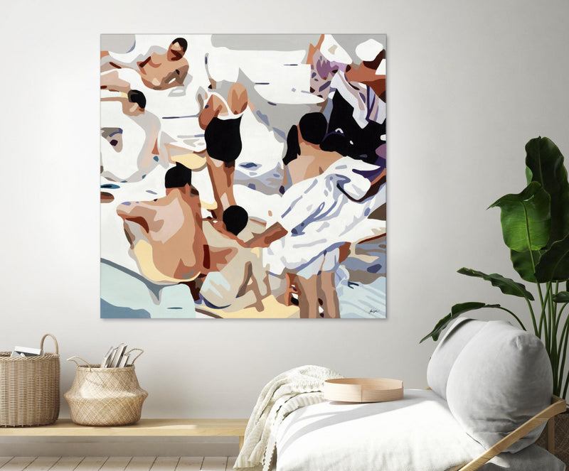 Œuvre d’art murale Giant Art « Tammy & Greg's Pool Party » 54 x 54