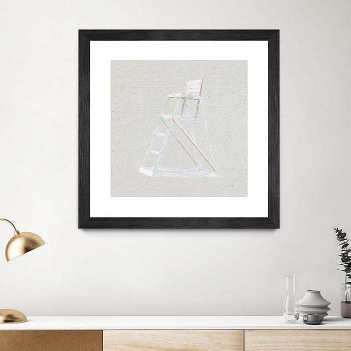Œuvre d’art murale encadrée noire et mate « Serene Seaside Ii Tan » 30 x 30