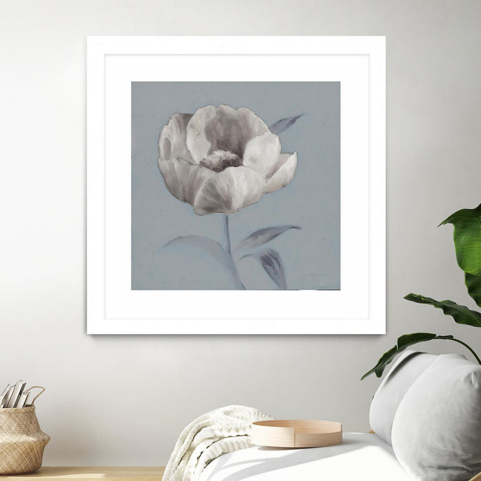 Œuvre d’art murale encadrée blanche et mate « Floral Symposium I » 36 x 36