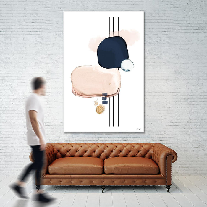 Œuvre d’art murale Giant Art « Abstract Study Blush And Navy Blue » 84 x 54