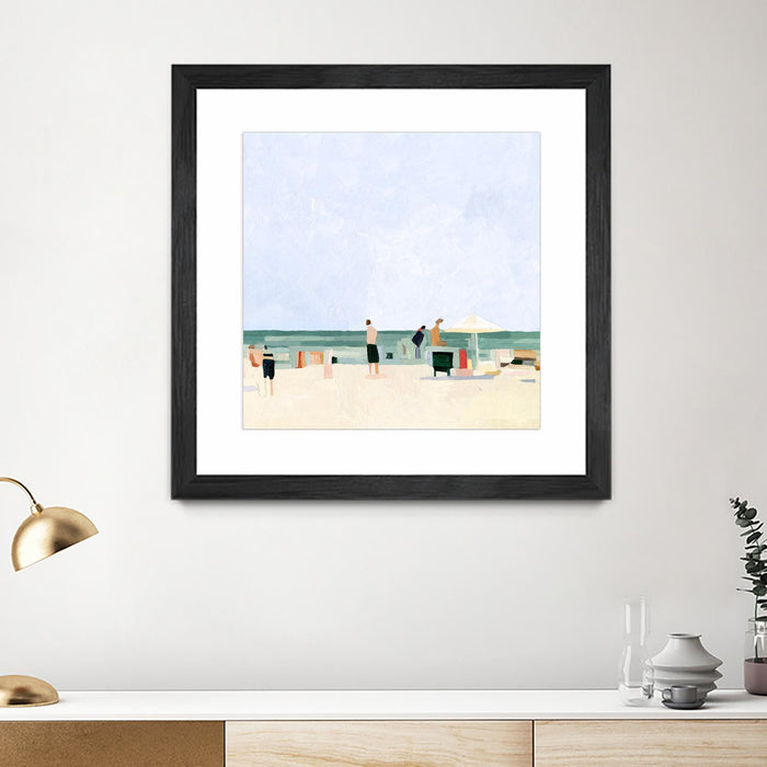 Œuvre d’art murale encadrée noire et mate « Family Vacation I » 36 x 36