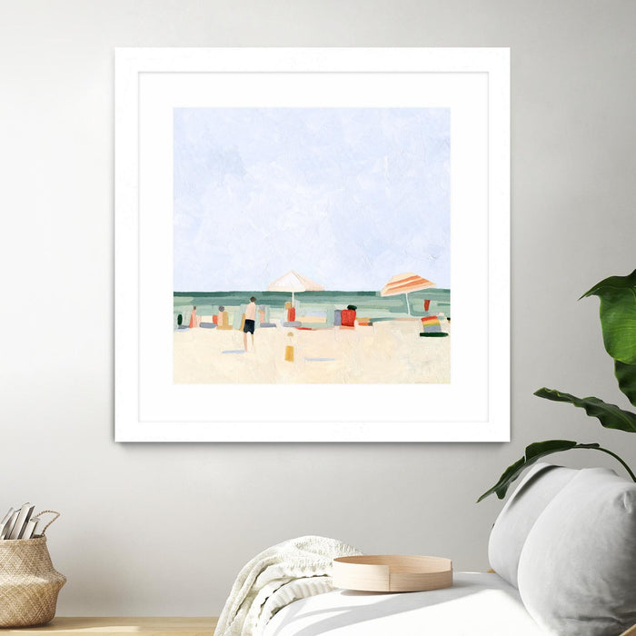 Œuvre d’art murale encadrée blanche et mate « Family Vacation Ii » 30 x 30