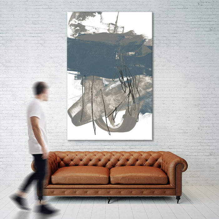Œuvre d’art murale Giant Art « Blue & Grey Swipe I » 72 x 48