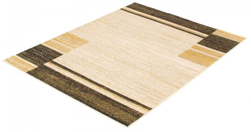 Carpette Aya ivoire-brune - 7 pi 10 pox 10 pi 2 po