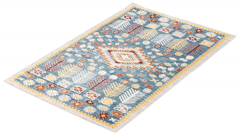 Carpette Gypsy bleue lavable à la machine - 5 pi 0 po x 7 pi 0 po