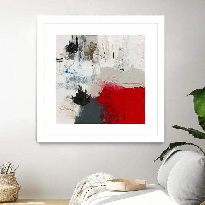 Œuvre d’art murale encadrée blanche et mate « The Mountain Comes To You » 36 x 36