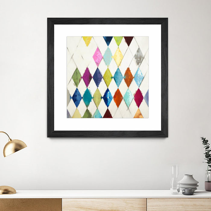 Œuvre d’art murale encadrée noire et mate « Diamonds » 36 x 36