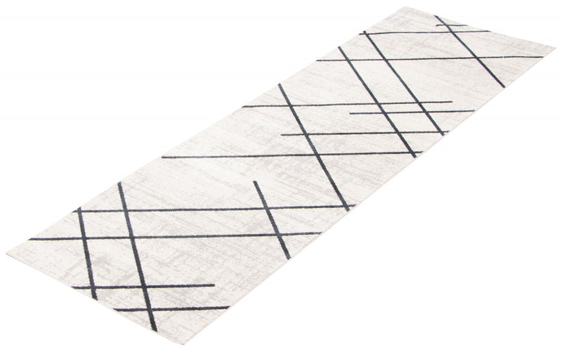 Carpette Damali ivoire et bleue lavable à la machine - 2 pi 6 po x 8 pi 0 po