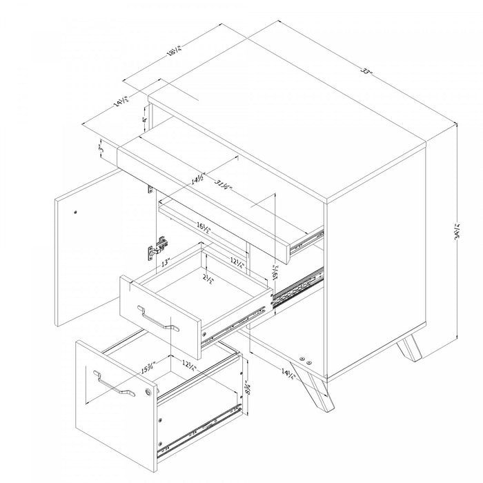 Bureau multifonctionnel Flam - noyer naturel 