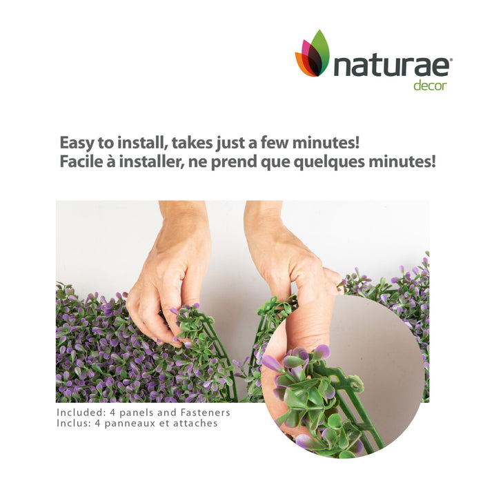 Panneau de feuillage 20 po x 20 po lavande artificielle 4 pièces