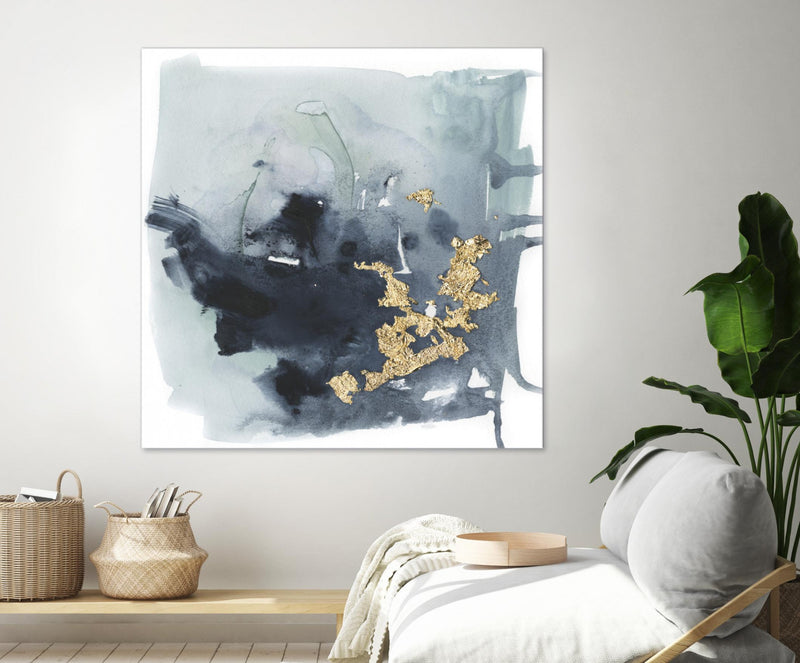 Œuvre d’art murale Giant Art « Cerulean & Gold I » 72 x 72