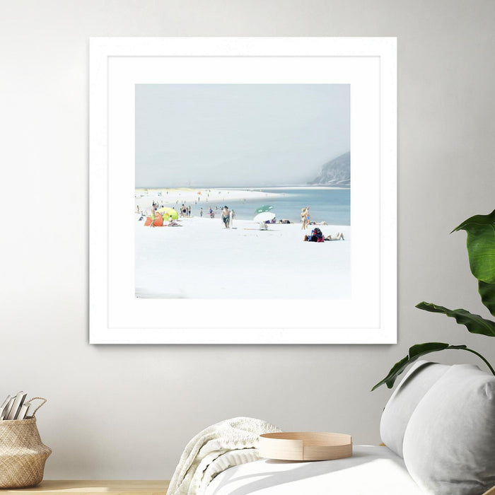 Œuvre d’art murale encadrée blanche et mate « Troia » 30 x 30