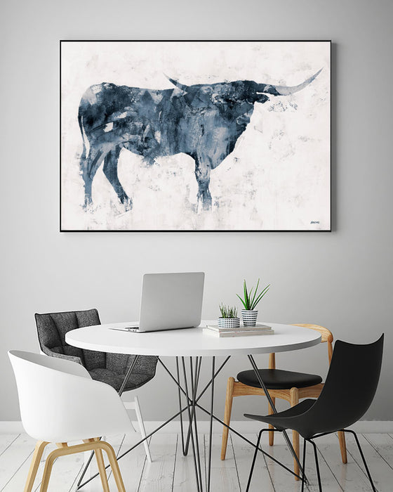 Œuvre d’art murale sur toile encadrée noire « Longhorn V2 » 36 x 24