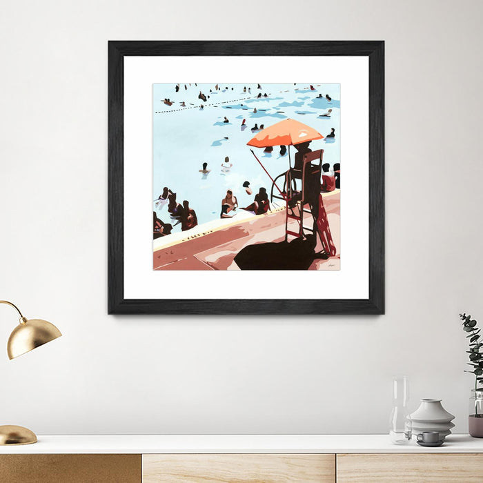 Œuvre d’art murale encadrée noire et mate « It's All Going Just Swimmingly » 36 x 36