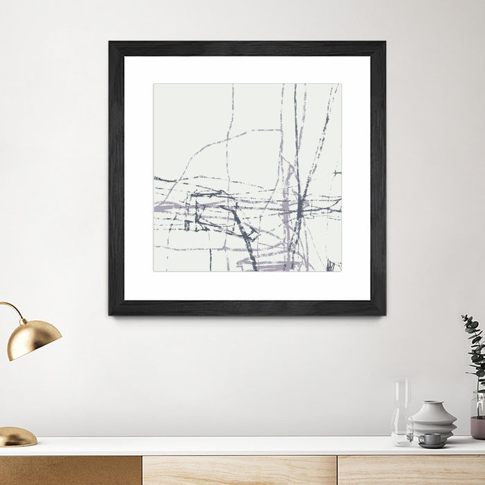 Œuvre d’art murale encadrée noire et mate « Chalk Doodles H » 36 x 36