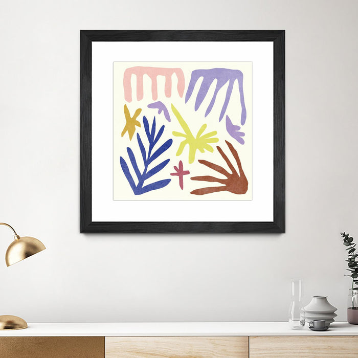 Œuvre d’art murale encadrée noire et mate « Coral Construction Ii » 30 x 30