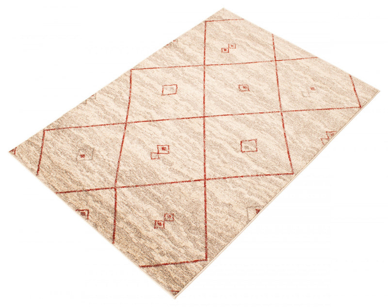 Tapis Grande Ivoire / Rouge 3pi 11 po X 5pi 7po