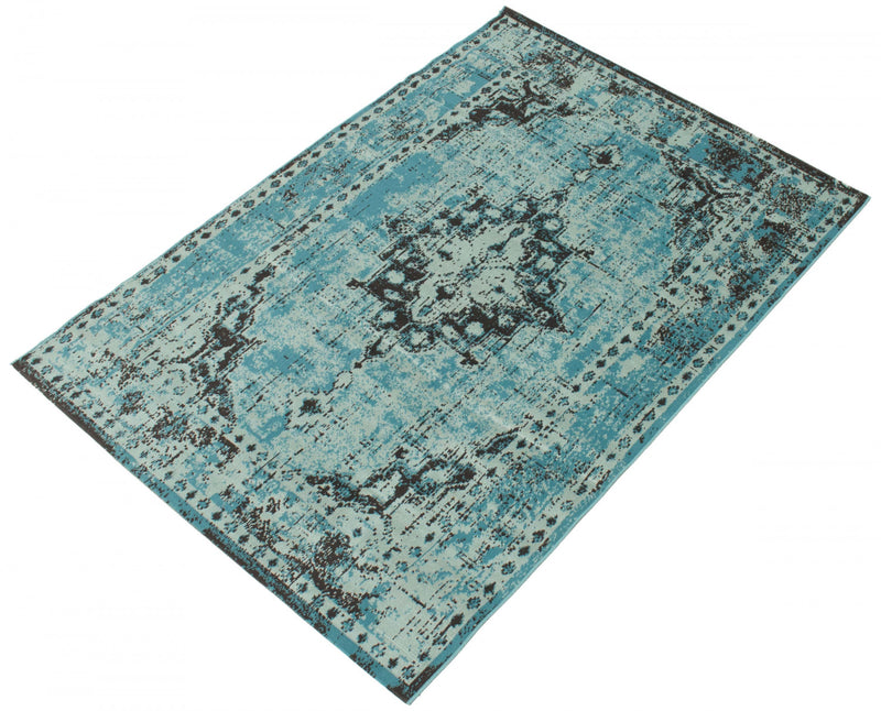 Carpette Chenta turquoise 5 pi 3 po x 7 pi 7 po