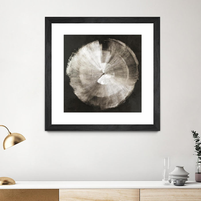 Œuvre d’art murale encadrée noire et mate « Touch Of Silver » 36 x 36