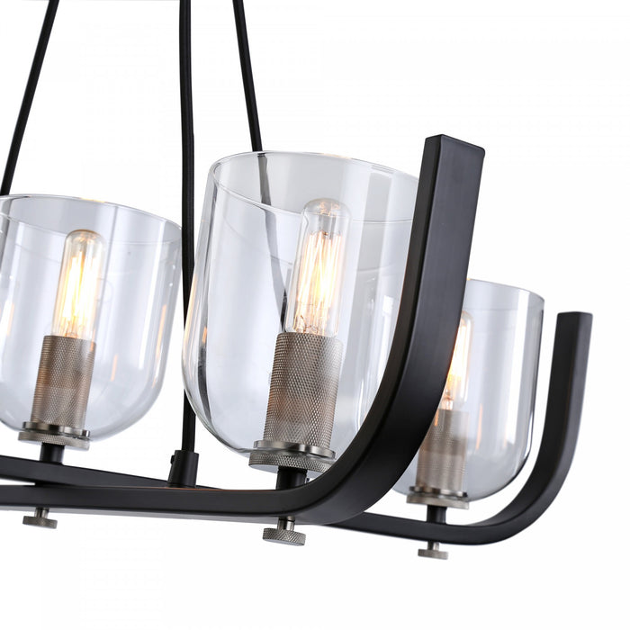 Lustre Cheshire noir et nickel à 5 ampoules