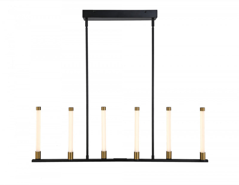 Luminaire pour îlot Infiniti noir et laiton mat à 6 ampoules à DEL intégrées