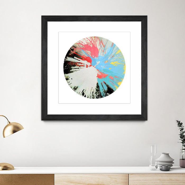 Œuvre d’art murale encadrée noire et mate « Spin Art 10 » 36 x 36