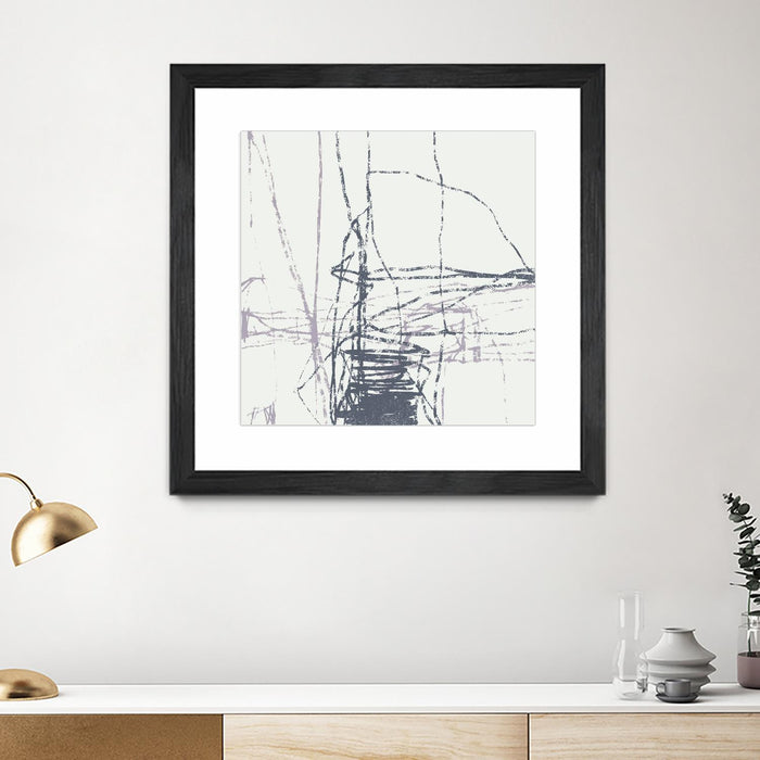 Œuvre d’art murale encadrée noire et mate « Chalk Doodles G » 30 x 30