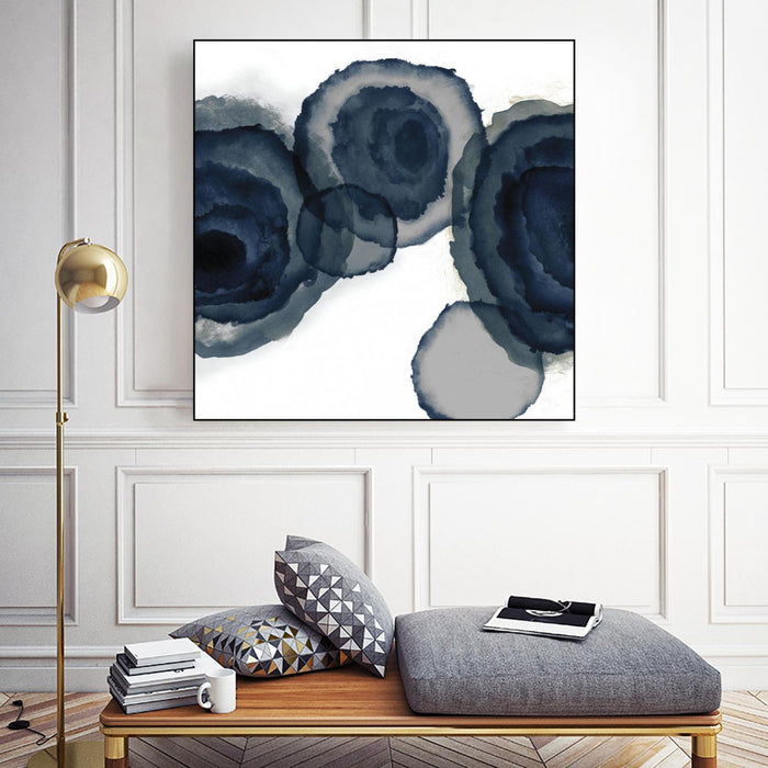 Œuvre d'art murale sur toile encadrée noire « Blotted Ink Ii » 20 x 20