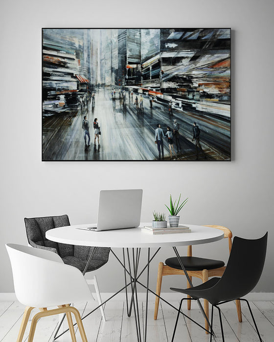 Œuvre d’art murale sur toile encadrée noire « Rush » 36 x 24